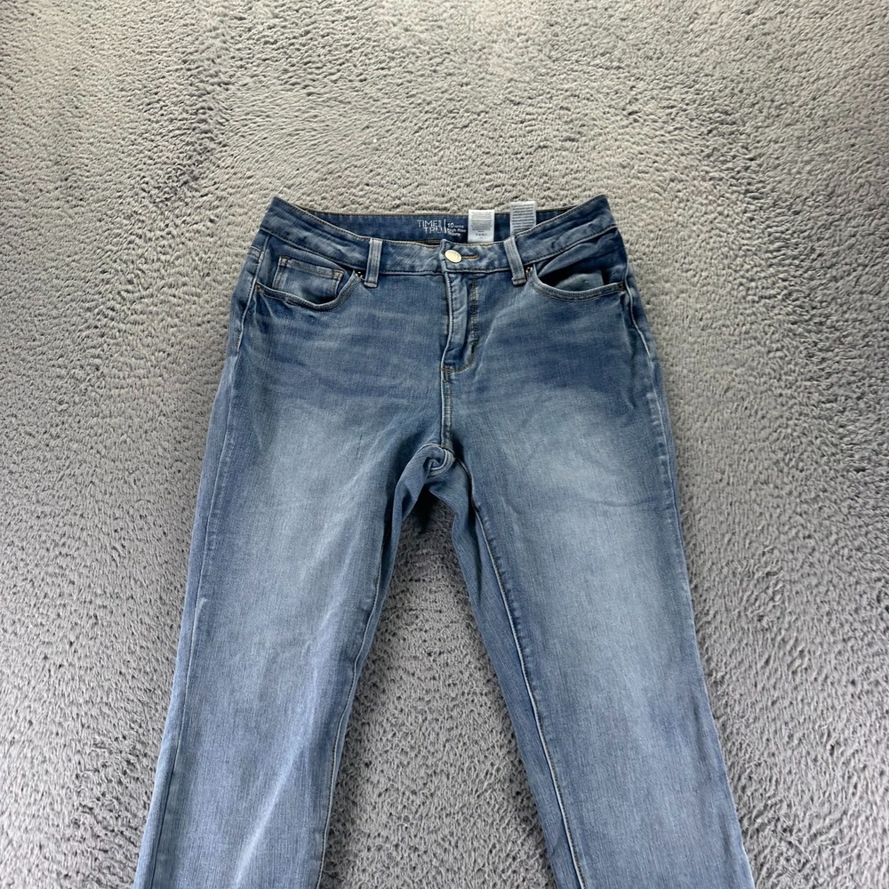 Time and Tru Jeans Womens 10P Blue Cotton‎ Denim Skinny High-Rise Workwear Faded - Picture 2 of 11